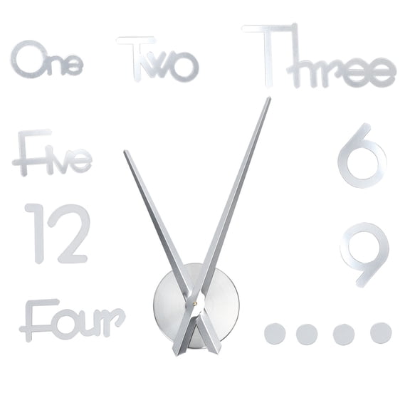 Riousery Frameless Adhesive Large Silver Wall Clock DIY Mirror Sticker for Home Decor (15.75 inches / 40 cm)