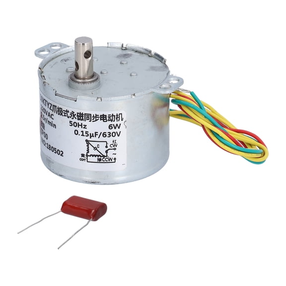 Riousery Gear Motor Low Speed Synchronous Electric Machinery Parts with Capacitor AC220V 6W 2.5r/min High Torque Motor for Reversible Grill and Custom Models
