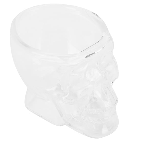 Riousery Glass Cup Innovative Transparent Skull Head Drinkware for Wine Cocktail Heavy Base Borosilicate Glassware Perfect for Halloween Parties Home Bar Unique Design 2.5 oz / 74 ml