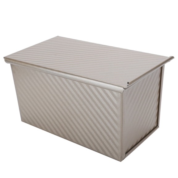 Riousery Golden Aluminum Non-Stick Loaf Pan Bread Baking Mold Box with Sliding Cover, 8.3" / 21cm