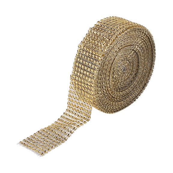 Riousery Golden Diamond Mesh Ribbon Wedding Cakes Candles Wrap Rhinestone Crystal 10 Yard (30 feet) by 1.4 inches (3.5 cm) Wide for Birthday Party Table Centers and Crafts Decorative Projects