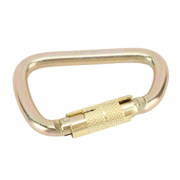 Riousery Golden Locking Carabiner D Shape Heavy Duty Ring Clip Outdoor Sports Gear for Cave Exploration Rappelling and High Altitude Work 4.37 inches / 111 mm