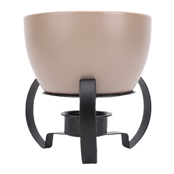 Riousery Gray Ceramic Cheese Fondue Pot Set with Metal Stand and 5 Forks, Perfect for Melting Chocolate and Ice Cream, Multi-Functional Personal Hot Pot