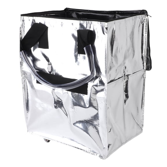 Riousery Grocery Bag On Wheels Large Capacity Multifunctional Portable Collapsible Shopping Rolling Cart Silver (16.5 inches / 42.0 cm)