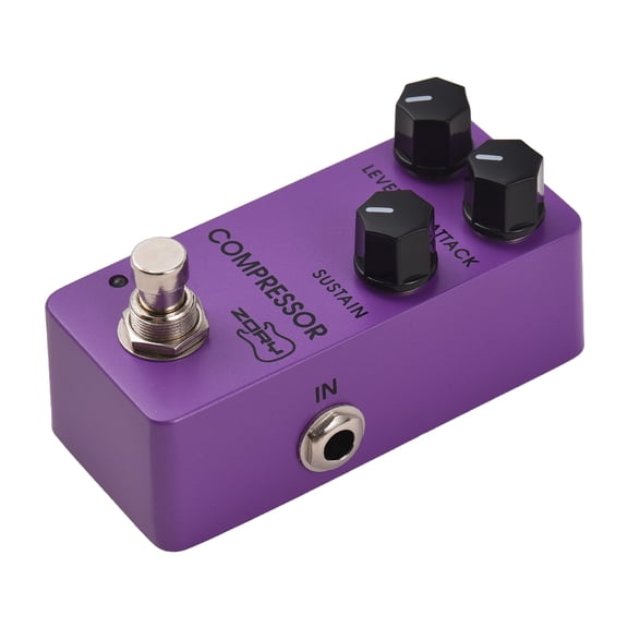 Riousery Guitar Compressor Effects Pedal LEVEL ATTACK SUSTAIN DC 9V 6.35mm Input Output Interface Aluminum Alloy Electric Classic Ross Effector True Bypass 3.5in