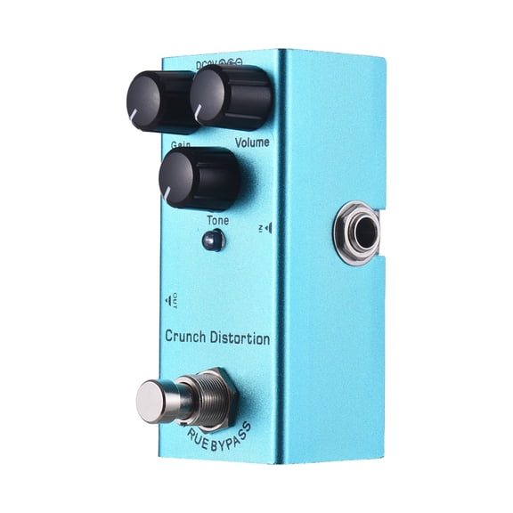 Riousery Guitar Crunch Distortion Effects Pedal, Analog True Bypass Electric Guitar Effector with Gain Volume Tone Controls, Blue Aluminum Alloy Shell, 1/4 Inch 6.35mm Input Output Jack for Musicians