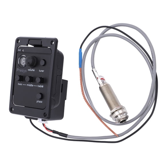 Riousery Guitar Preamp Volume Bass Middle Treble Phase Control Build in Tuner Acoustic Guitar Pickup EQ Equalizer System Kit with Strap (7.09 inches / 18 cm)