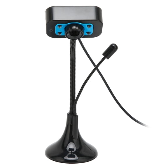 Riousery HD Web Camera 480p Manual Focus USB Streaming Webcam with LED Fill Light and External Microphone for PC Laptop Desktop Computer, 9.4x3.5 in / 24.0x9.0 cm Black