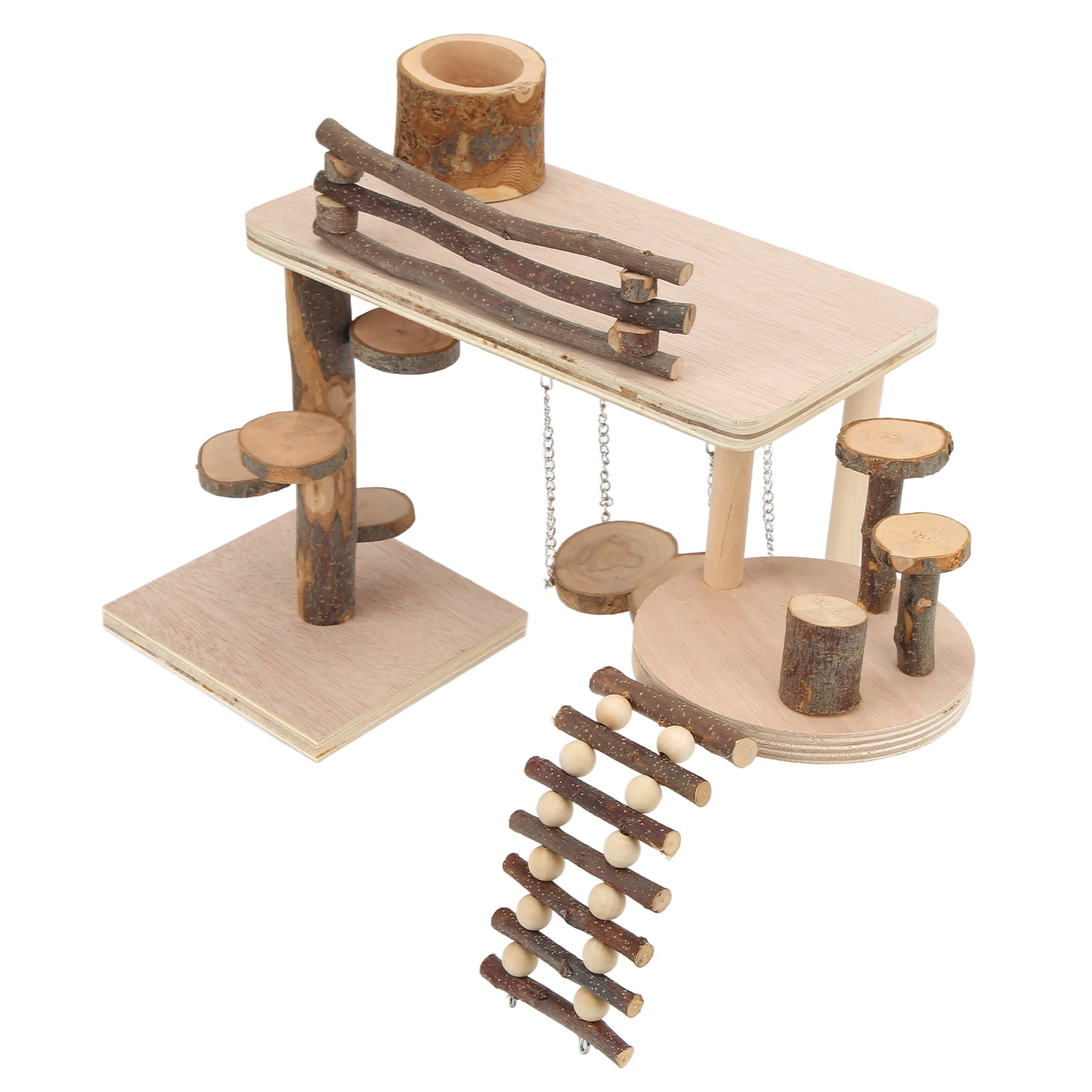 Riousery Hamster Apple Wood Ladder Playground (13 inches / 33 cm) Safe Durable Wooden Playground for Hamster Little Pet