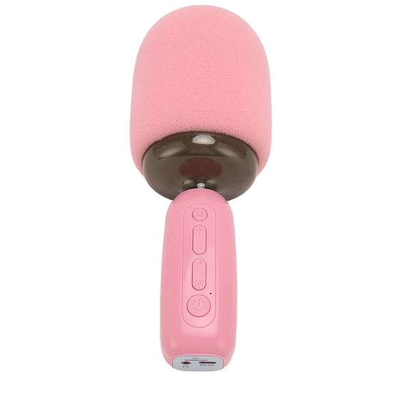Riousery Handheld Karaoke Mic with RGB Light Support Memory Card Portable Wireless Bluetooth Singing Microphone for Kids Adults Pink 9.45 inches / 24 cm