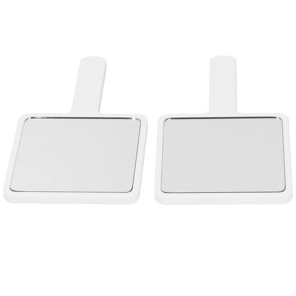 Riousery Handheld Makeup Mirror 2pcs Portable Square Vanity Mirror Compact Beauty Cosmetic Tool Double-Sided Lighted Magnifying Mirror White 3.5x6.3 inches