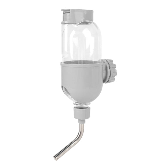 Riousery Hanging Dog Water Bottle Crate Water Dispenser 10.83 inches / 27.5 cm Large Capacity 500ml Leakproof Double Bead Design Hanging Kettle Fountain Drinker for Cage Puppy Cat Rabbit Grey