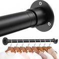 thumbnail image 1 of Riousery Heavy Duty Closet Rod, 17.7-67.7 Inch Adjustable Metal Closet Bar, Wall Mounted Clothes Hanging Rod, Sturdy Design, Matte Black, 1 of 7