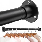 Riousery Heavy Duty Closet Rod, 17.7-67.7 Inch Adjustable Metal Closet Bar, Wall Mounted Clothes Hanging Rod, Sturdy Des