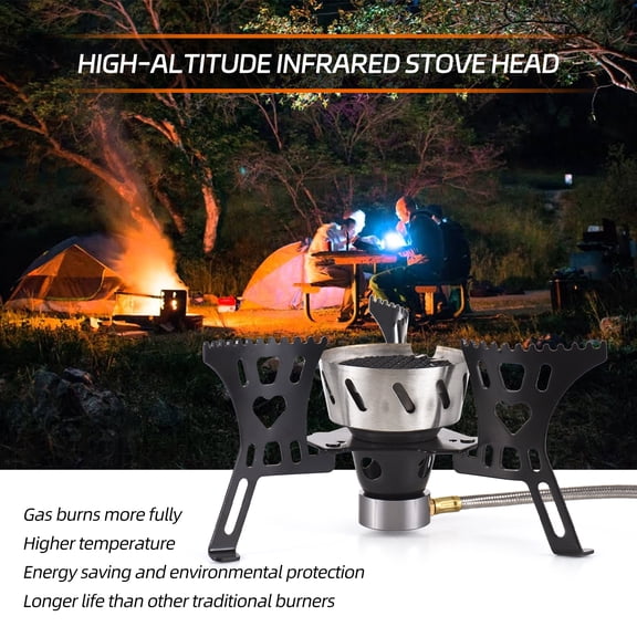 Riousery High-Altitude Infrared Portable Gas Stove Lightweight Foldable Black Design Powerful Heating Solution for Wilderness Cooking Backpacking Adventures