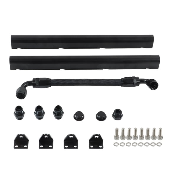 Riousery High Flow Fuel Rails Kit -8AN Port Billet Aluminium Black Stable Performance EFI Fuel Rails for LS1 LS6 Engine Replacement Parts Automotive Specialty Part (16.9 inches / 43 cm)
