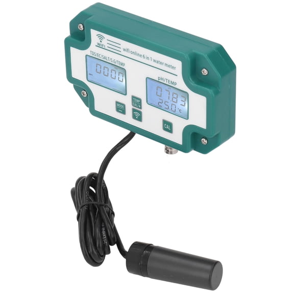 Riousery High Precise 6 in 1 Water Quality Meter PH TDS EC SG Salt Temp Tester WiFi US Plug (9.45 inches / 24 cm)
