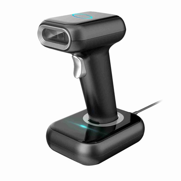 Riousery High Speed Barcode Scanner 1D 2D QR Code Reader 2.4G Wireless and USB Wired Handheld Scanner with Multi Functional Base for Supermarket Retail Library Logistics 6.4x4.4 Inches