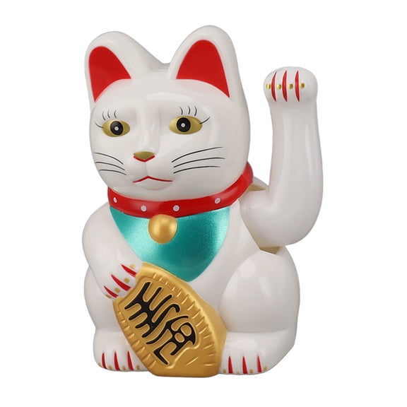 Riousery Home Desktop Solar Energy Waving Arm Fortune Cat 5 Inches / 12.7 cm Lucky Fortune Cat For Home Car Dashboard Decor Inviting Wealth Figurine White
