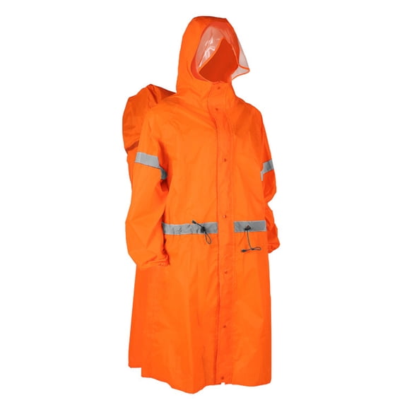 Riousery Hooded Rain Poncho for Adults High-Visibility Reflective Waterproof Raincoat Jacket Packable Emergency Rain Gear with 70L Backpack Cover and Storage Sack for Hiking Camping Cycling, Orange M