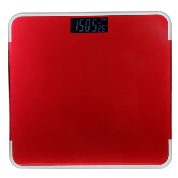 Riousery Household Smart Electronic LED Digital Body Composition Scale Accurate Measure Weight Red, 9.8 x 10.2 inches / 25 x 26 cm, 400 lbs Capacity, Auto Shut-Off, Step-On Technology, Tempered Glass