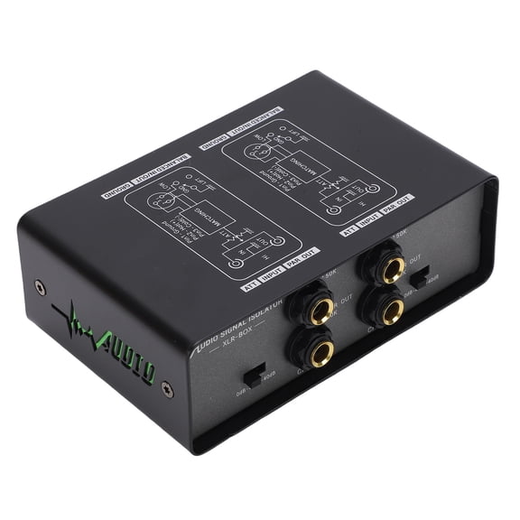 Riousery Hum Eliminator Box 3 Level Gain Adjustment Noise Canceller 2 Channel Ground Loop Sound Noise Isolator for Car and Home Audio Stereo System, 6.69 x 4.72 x 2.36 inches / 17 x 12 x 6 cm