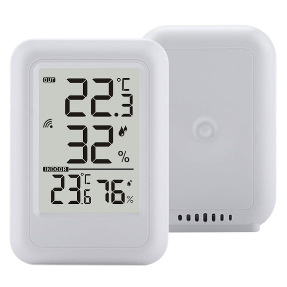 Riousery Indoor Outdoors Thermometer 2.56 Inch Display Digital Temperature Humidity Monitoring Device for Home Office Factory Wireless Monitor (Up to 328 ft / 100 m)