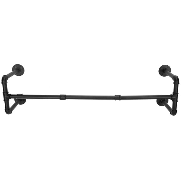 Riousery Industrial Pipe Clothing Rack, 41.7 Inches (106 cm) Heavy Duty Wall Mounted Clothes Rail, Black Metal Hanging Display Rack for Laundry Room and Closet
