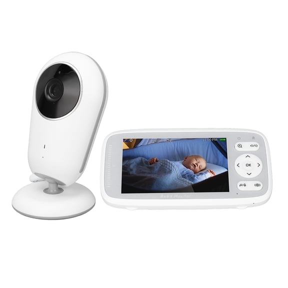 Riousery Infant Camera with 4 Inch LCD Screen 1MP Wireless Two Way Talk Lullaby Night Vision Temperature Surveillance, White