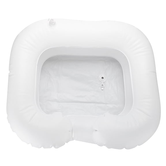 Riousery Inflatable PVC Hair Washing Basin Portable Shampoo Tray for Bedridden Patients, Elderly, Pregnant, and Disabled Individuals, Easy to Use Drainage Tube Included, White, 24.8 inches / 63 cm