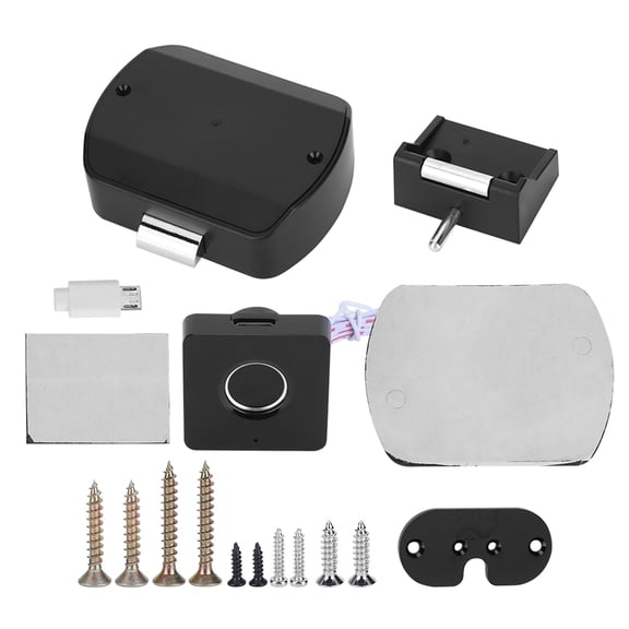 Riousery Intelligent Fingerprint Lock Smart Keyless Electric Drawer Cabinet Door Lock Biometric Security Device for Home Office Wardrobe Furniture Black, 6.3 inches / 16 cm