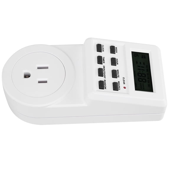 Riousery Intelligent Programmable Outlet Timer Switch Plug for Electrical Appliance, US Plug 110V Digital Light Timer, 5.1 x 2.3 x 3.0 inches / 13x5.8x7.5 cm.