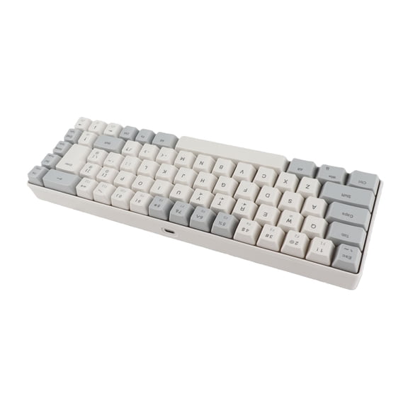 Riousery K701 Wired Gaming Keyboard 60 Percent Compact Mechanical Feel Keypad with RGB Backlight 68 Keys for PC Laptop Mac Gray White Color Block 1.7m