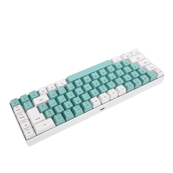 Riousery K701 Wired Gaming Keyboard 60 Percent Compact Mechanical Feel Keypad with RGB Backlight 68 Keys for PC Laptop Mac White Green Color Block 1.7m