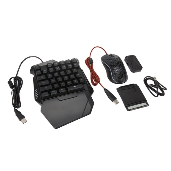 Riousery Keyboard and Mouse Converter Set Wired RGB Half Gaming Keyboard Adapter for Mobile Games (9.84 inches / 25 cm)