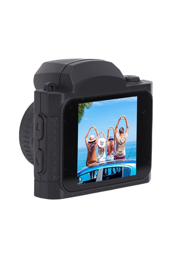 Keychain Digital Camera 64MP 4K Built-in 19 Filter Effects 78 Degree Wide Angle LED Fill Light HD Small Retro Video Recorder for Travel Recording - Black (3.15 inches / 8 cm)