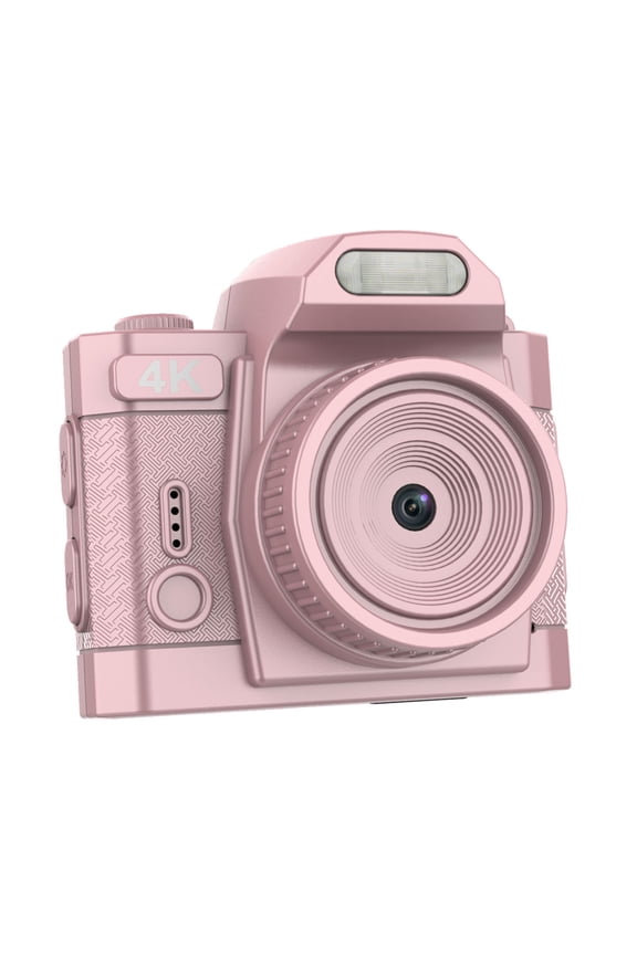 Keychain Digital Camera 64MP 4K Built-in 19 Filter Effects 78 Degree Wide Angle LED Fill Light HD Small Retro Video Recorder for Travel Recording - Pink (3.15 inches / 8 cm)