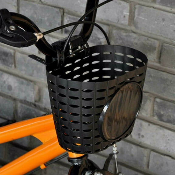 Riousery Kids Bike Basket, Thicken Plastic Front Hanging Storage Bag with Straps for Children's Bicycle & Scooter - Black