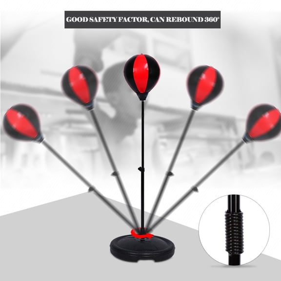 Riousery Kids Boxing Set Punching Ball with Gloves, Adjustable Height 27.5-41.3 in / 70-105 cm Children Speed Boxing Training Equipment with Inflatable Ball and Water Infusion Base