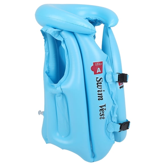 Riousery Kids Inflatable Swimming Vest Buoyancy Aid, Thickened PVC Pool Float Swim Jacket for Children Ages 8-10, Lightweight Water Safety Gear for Beach Vacation, Blue Large Size