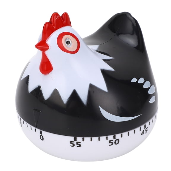 Riousery Kitchen Chicken Pattern Baking Timer, Cute Shape 60-Minute Mechanical Countdown Reminder for Cooking & Baking, Analog Wind Up Clock, Black (2.76 inches / 7 cm)