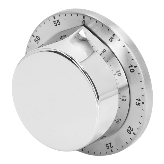 Riousery Kitchen Mechanical Timer 304 Stainless Steel Magnetic Backing Cooking Countdown Clock, 3.54 Inches / 9 cm, White