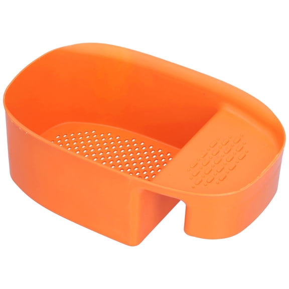 Riousery Kitchen Sink Drain Rack, Multifunctional Saddle-Style Food Strainer and Vegetable Fruit Drainer Basket for Leftovers Filtration (7.5x21cm / 3x8.3in), Durable Orange Plastic Construction
