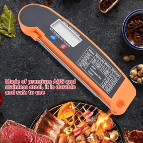 Riousery LCD Digital Food Thermometer with Foldable Probe, Kitchen Cooking BBQ Grill Meat Temperature Tester, Instant Read Probe for Steak Turkey Candy, Orange (5.9 inches / 15 cm)