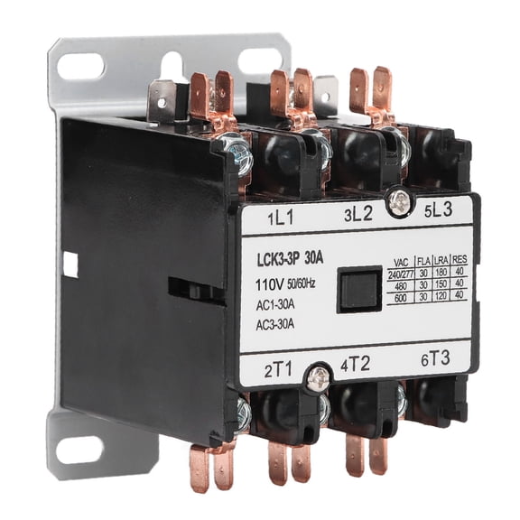 Riousery LCK3 3P 30A AC Contactor 110V, Heat Resistant PP Shell with Silver Alloy Contacts, Definite Purpose Air Conditioner Circuit Contactor (Dimensions: 10x9x7 inches / 25.4x22.8x17.7 cm)