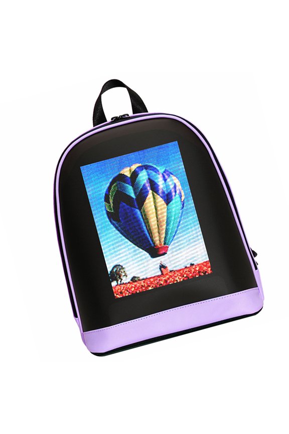 LED Backpack Smart Screen Outdoor Travel Bag with BT App Control High-Clear Display DIY for Entertainment And Commercial Display Purple