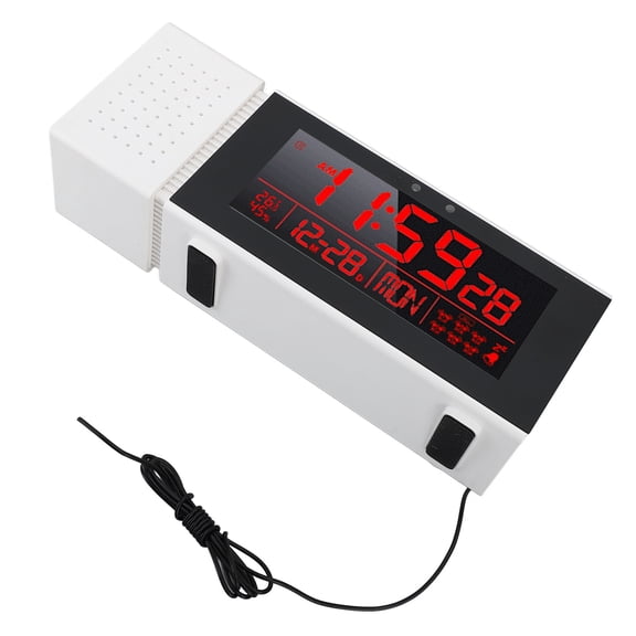 Riousery LED Digital Clock Human Motion Sensor Night Light Electronic Alarm Clock for Kids Students Multifunctional Temp Humidity White 7.48 in / 19 cm