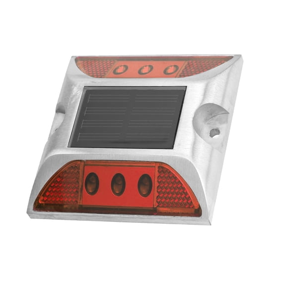 Riousery LED Solar Power Ground Marker Lights Waterproof Outdoor Driveway Road Highway Spike Lamp, Red, 4.1 inches / 10.5 cm