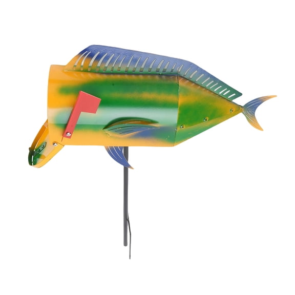 Riousery Large Metal Mail Box Fish Shape Iron Post Box Large Capacity For Outside Residential Home 16.54 inches / 42.0 cm