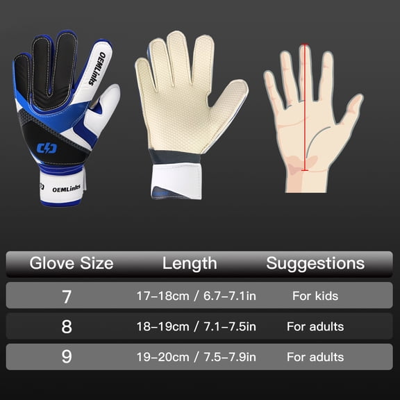 Riousery Latex Soccer Goalkeeper Gloves Football Goalie Gloves with Strong Grips for Kids, Green, Size 7 (17-18 cm / 6.7-7.1 inches)